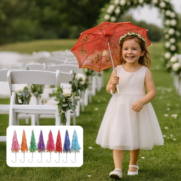 8 Pcs of Mini Lace Parasol Umbrella, Wedding Umbrella for Bride, Decorative Lace Parasols for Indoor and Outdoor, Great for Parties and Photography