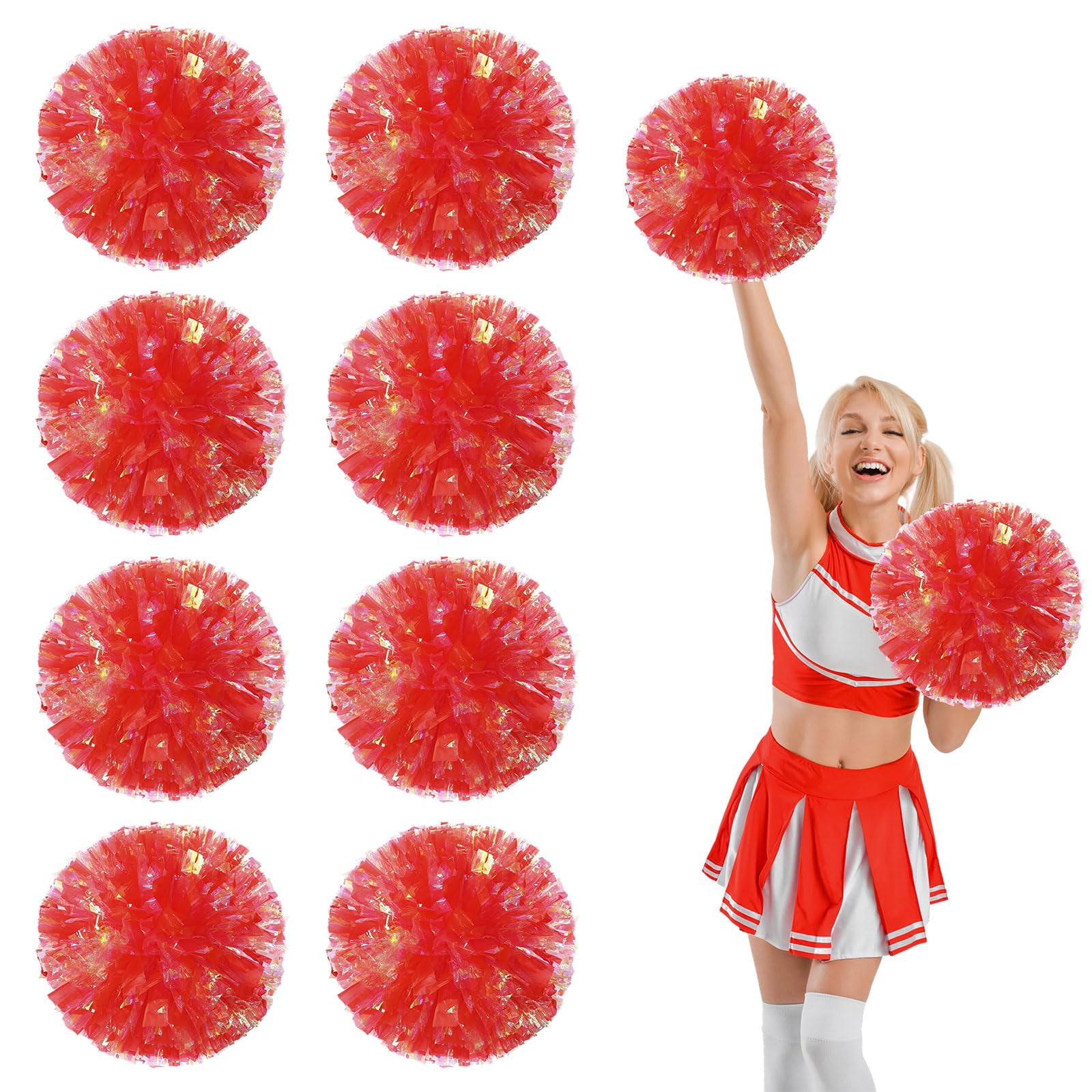 8 Pcs pom poms Cheer,13.7inch pom poms Cheerleading with Four Finger Payment Cheer Pom Pomsfor Dance, Matches