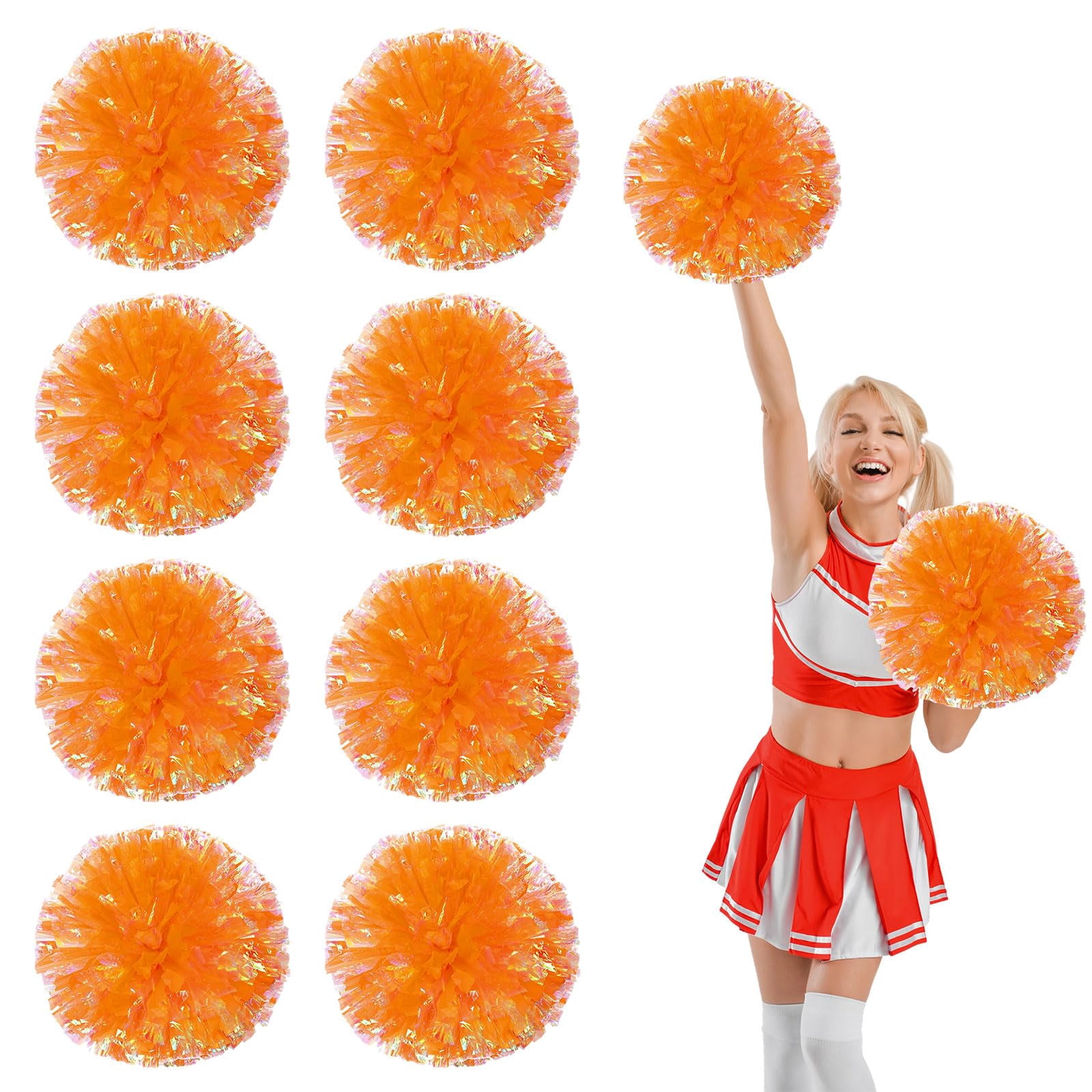 8 Pcs pom poms Cheer,13.7inch pom poms Cheerleading with Four Finger Payment Cheer Pom Pomsfor Dance, Matches