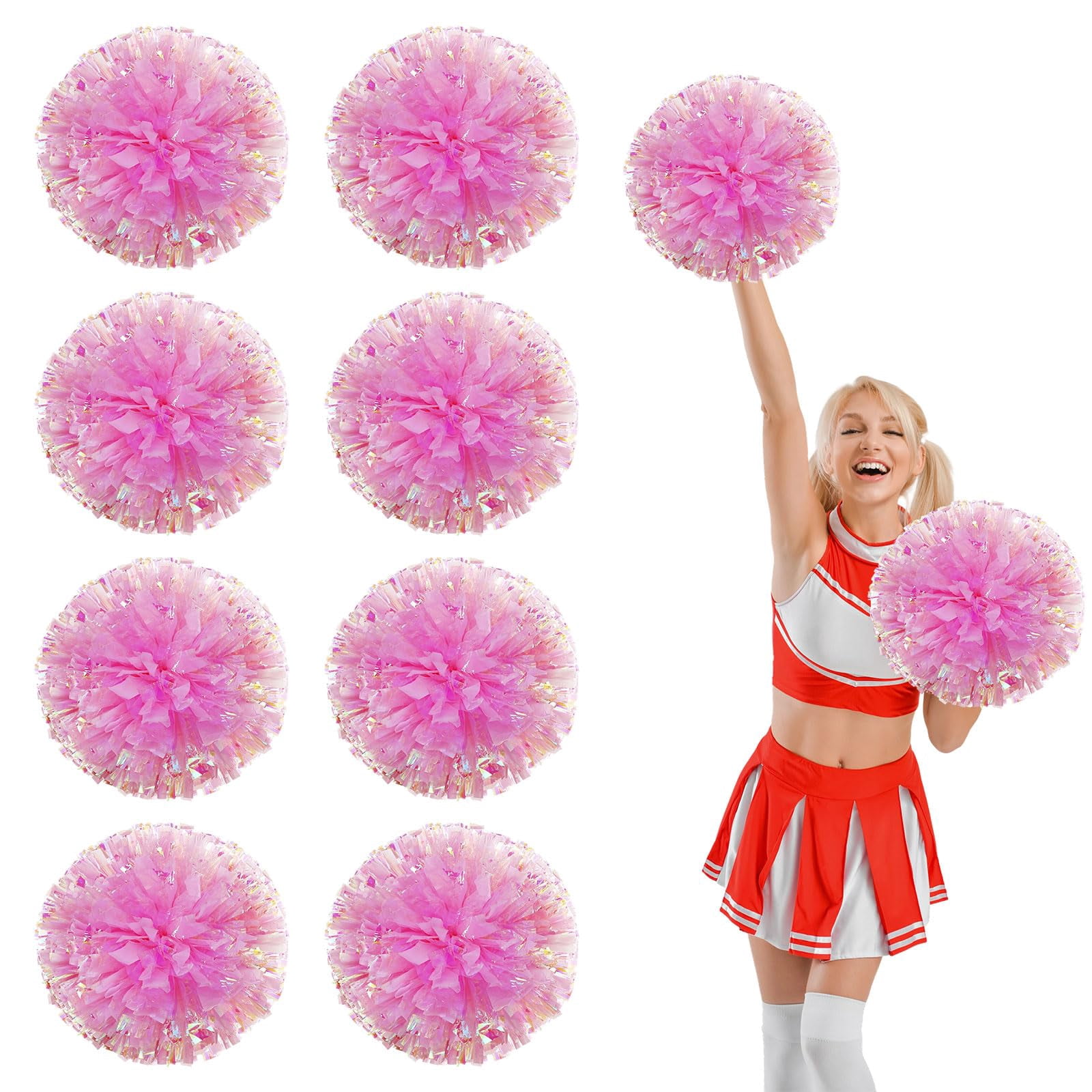 8 Pcs pom poms Cheer,13.7inch pom poms Cheerleading with Four Finger Payment Cheer Pom Pomsfor Dance, Matches