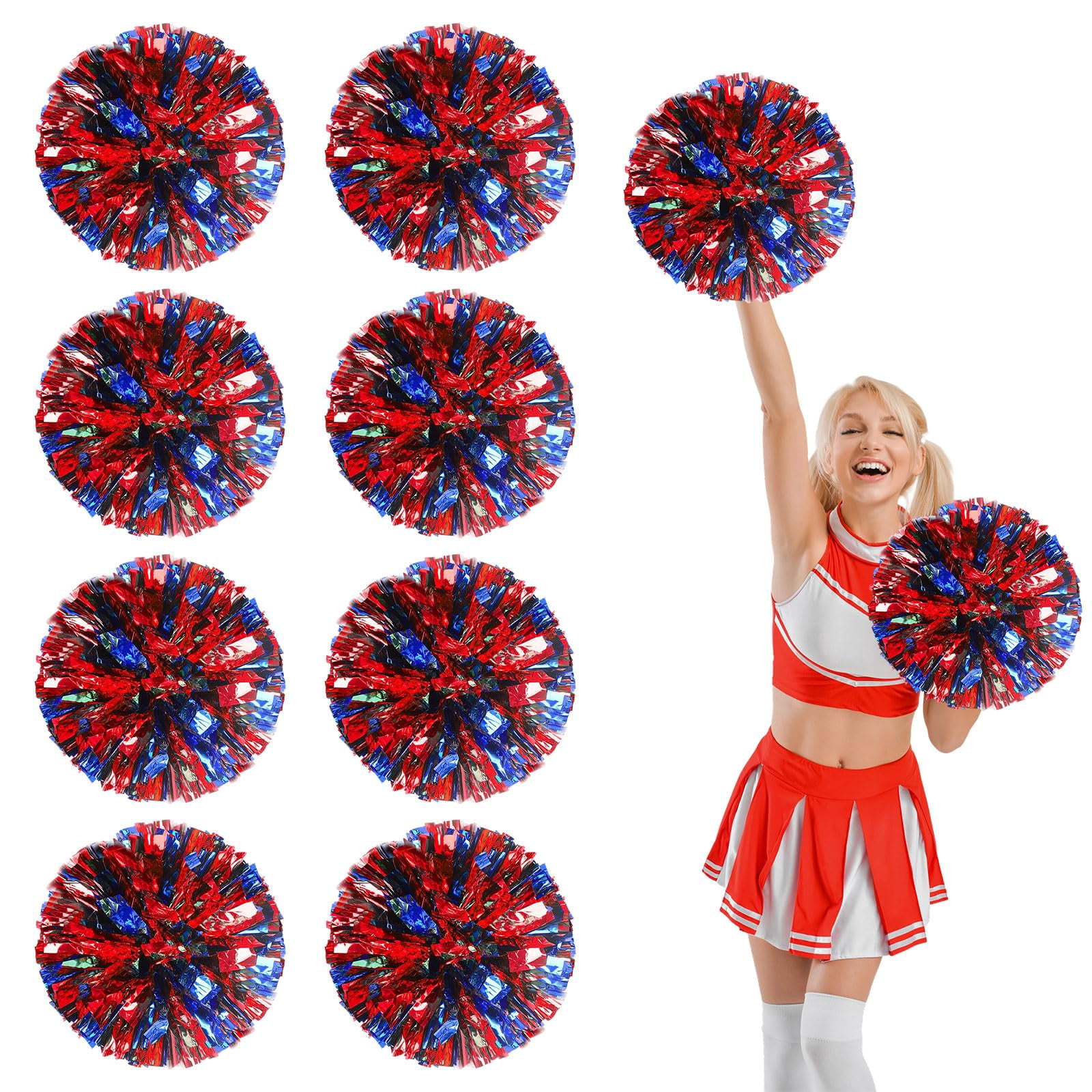 8 Pcs pom poms Cheer,13.7inch pom poms Cheerleading with Straight Handle Style Cheer Pom Pomsfor Dance, Matches