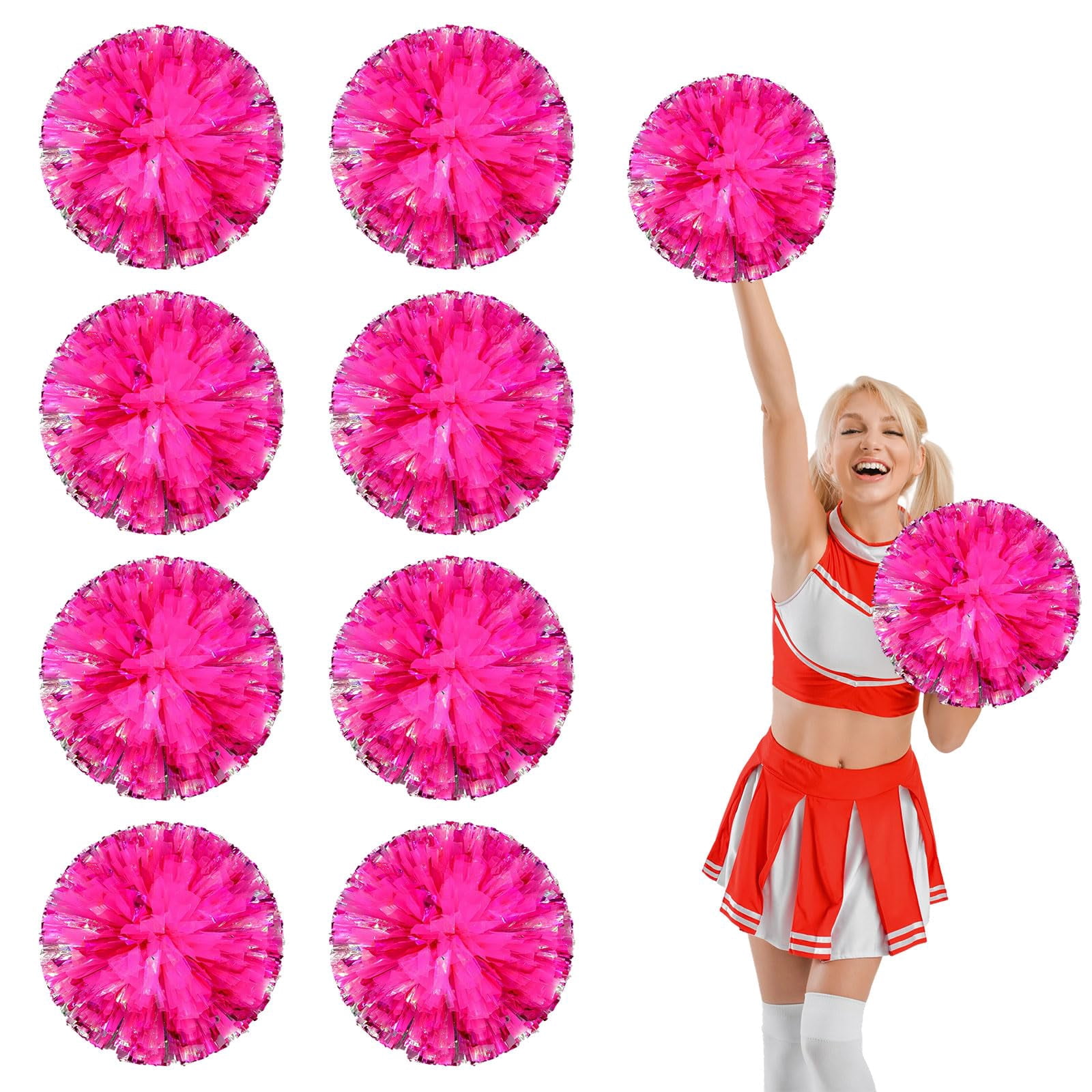8 Pcs pom poms Cheer,pom poms Cheerleading with Finger Holes Cheer Pom Pomsfor Dance, Matches
