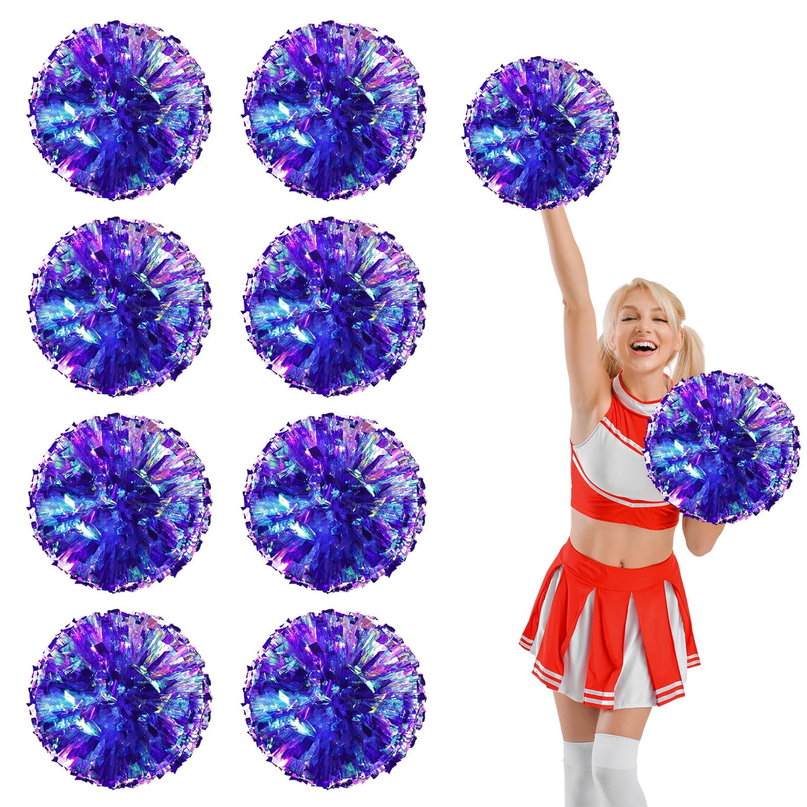 8 Pcs pom poms Cheer,pom poms Cheerleading with Finger Holes Cheer Pom Pomsfor Dance, Matches