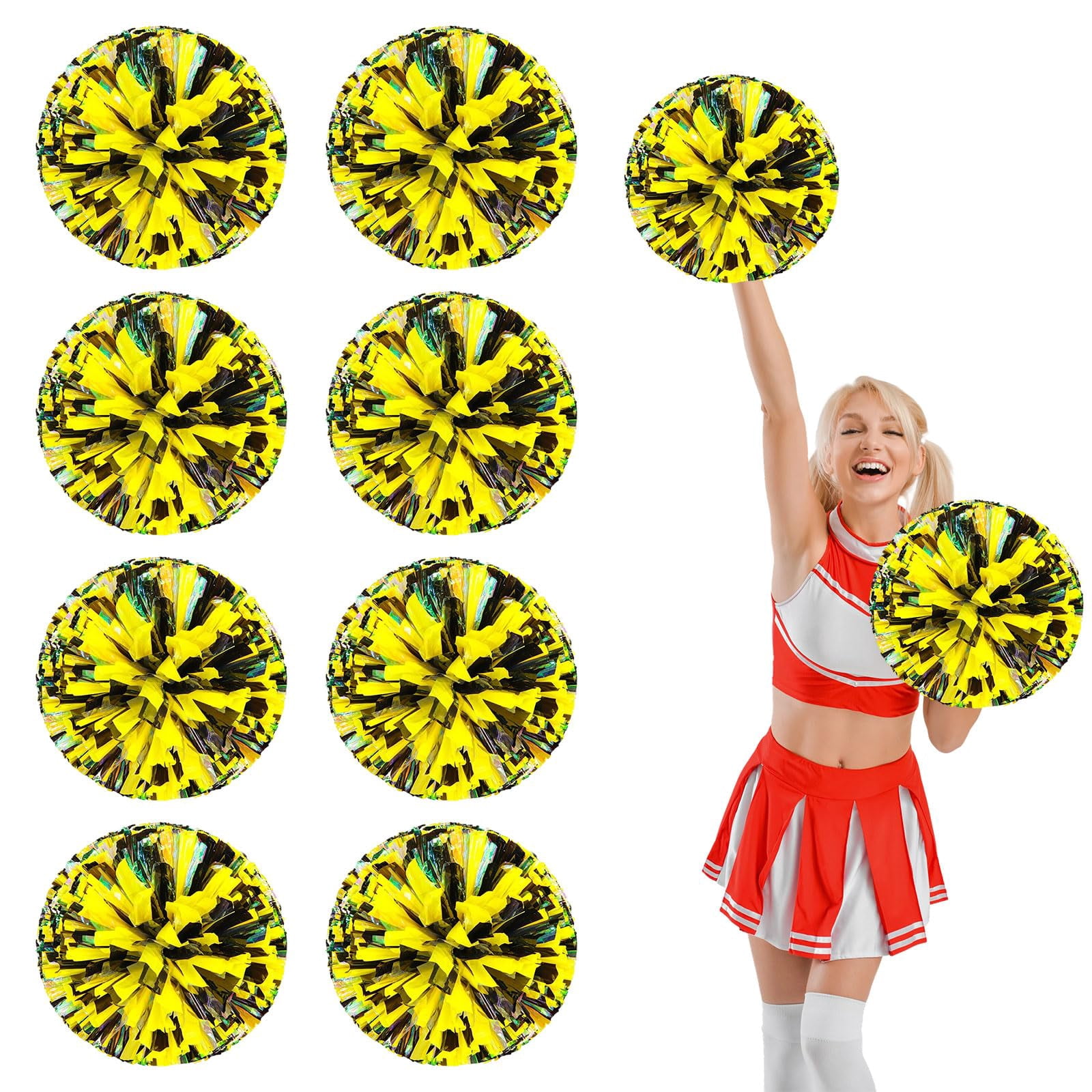 8 Pcs pom poms Cheer,pom poms Cheerleading with Finger Holes Cheer Pom Pomsfor Dance, Matches
