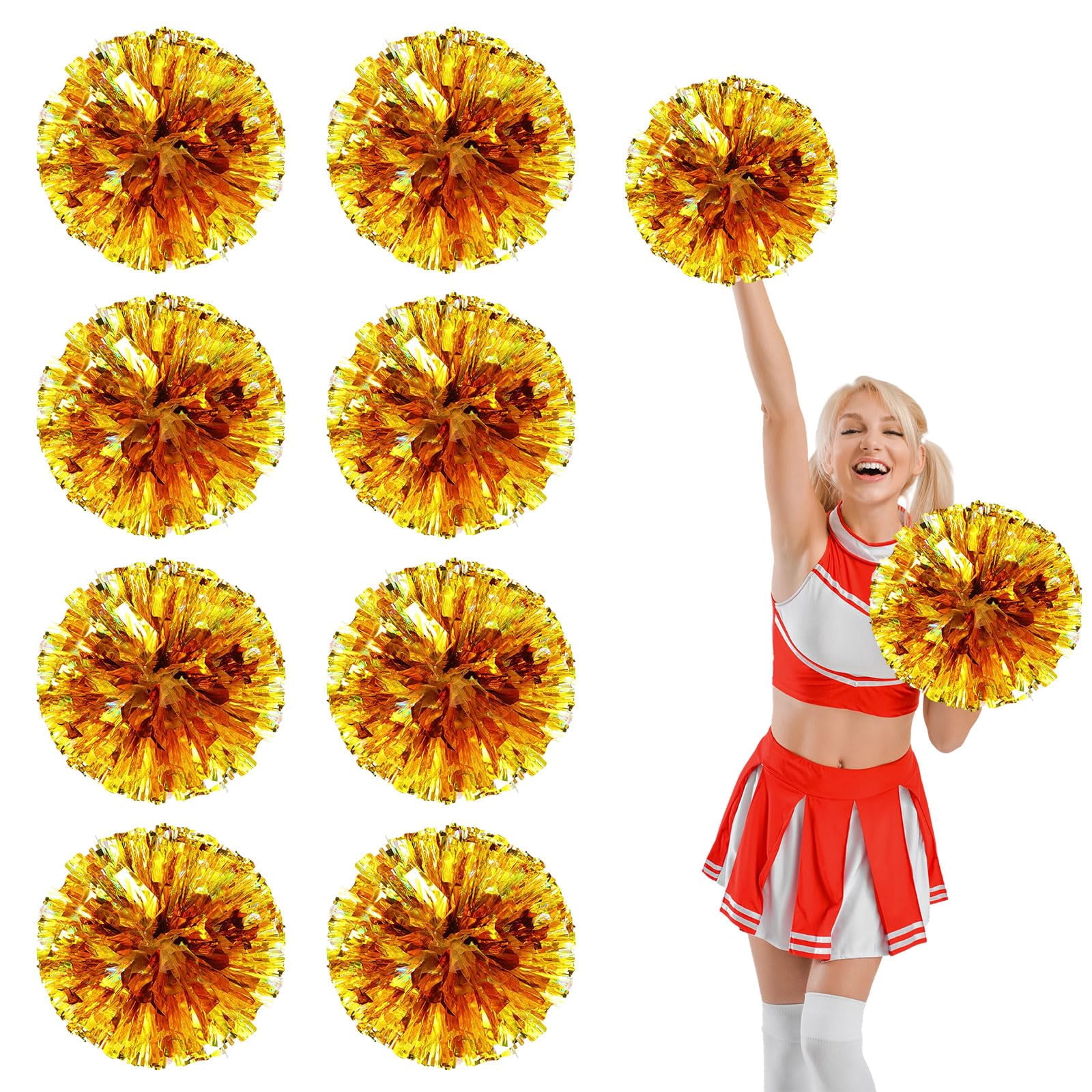 8 Pcs pom poms Cheer,pom poms Cheerleading with Finger Holes Cheer Pom Pomsfor Dance, Matches