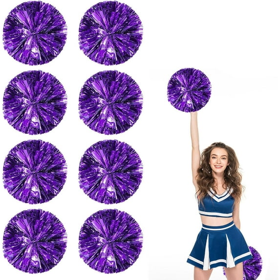 8 Pcs pom poms Cheer,pom poms Cheerleading with Finger Holes Metallic Foil Cheer Pom Pomsfor Dance, Matches (Black Red Silver)