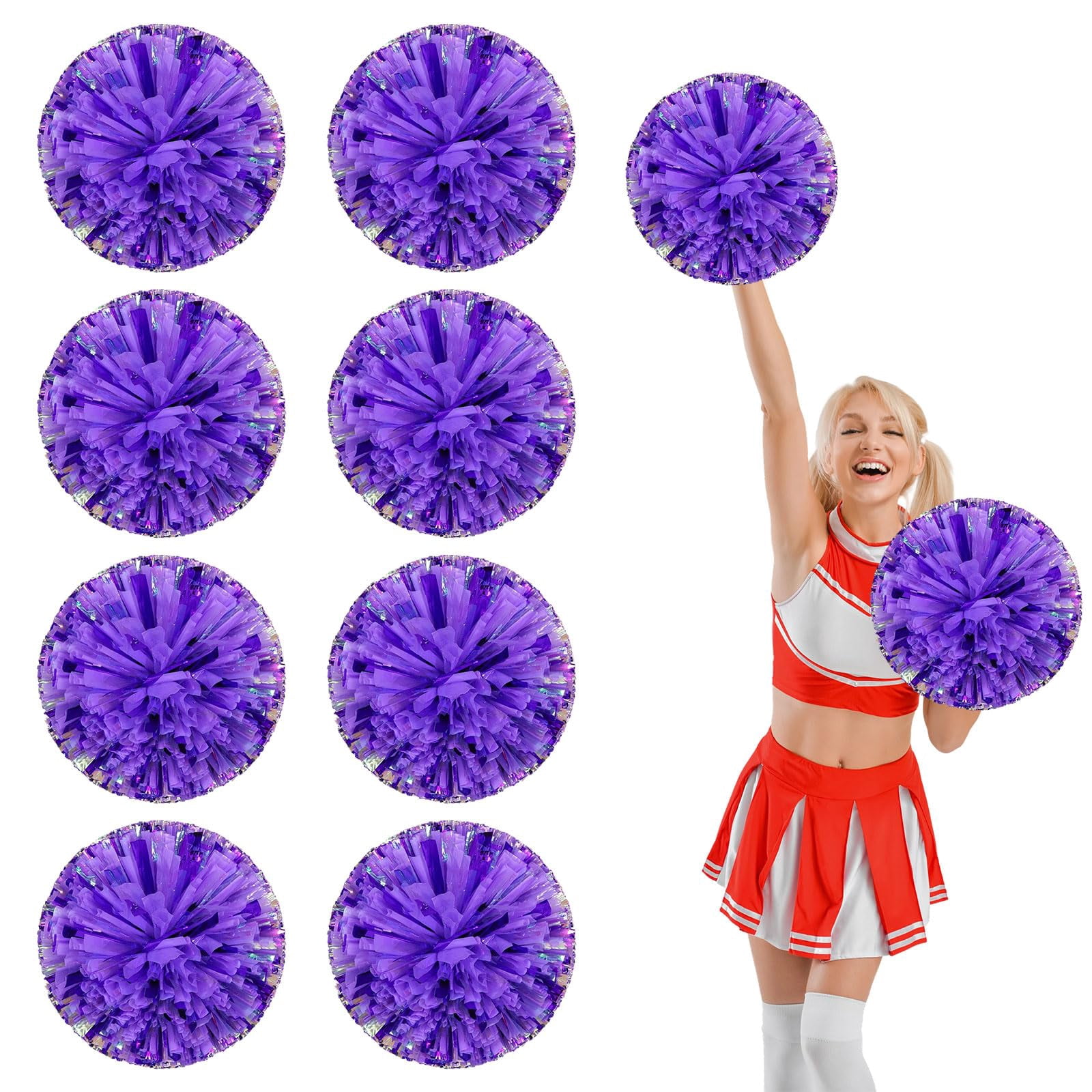 8 Pcs pom poms Cheer,pom poms Cheerleading with Four Finger Payment Cheer Pom Pomsfor Dance, Matches