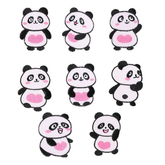 8 PcsAn1ma1Sew On/Iron On Patches Cartoon Panda Embroidered Patches Sewing Patches Applique Patches for Bag Decoration