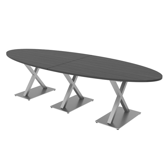 8 Person 10' Modular Oval Conference Table With X Bases Power And Data
