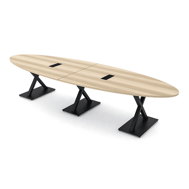 8 Person 10' Modular Oval Conference Table With X Bases Power And Data