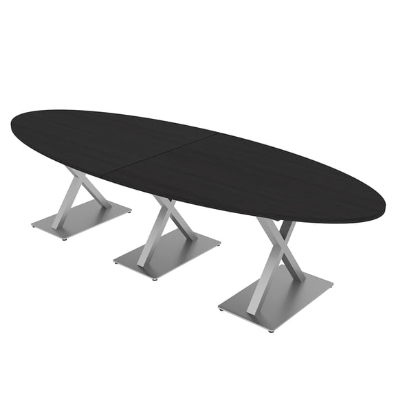 8 Person 10' Modular Oval Conference Table With X Bases Power And Data