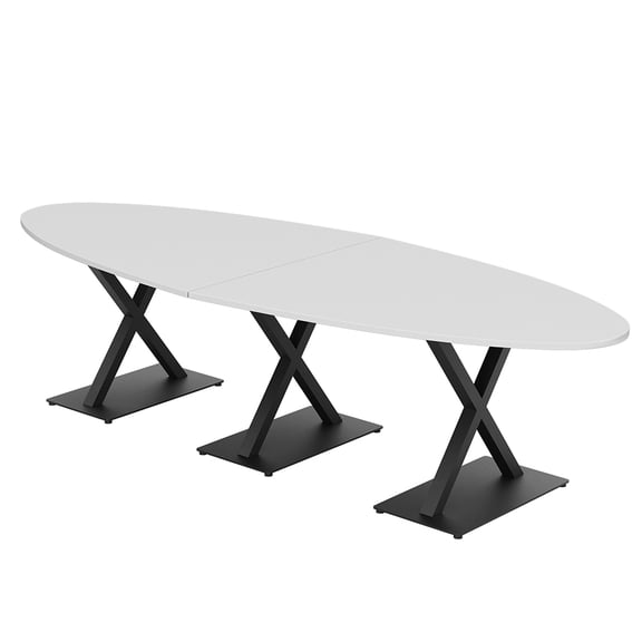 8 Person 10' Modular Oval Conference Table With X Bases Power And Data