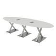 thumbnail image 1 of 8 Person 10' Modular Oval Conference Table With X Bases Power And Data, 1 of 7