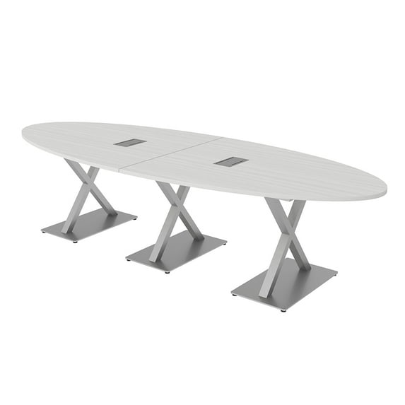 8 Person 10' Modular Oval Conference Table With X Bases Power And Data
