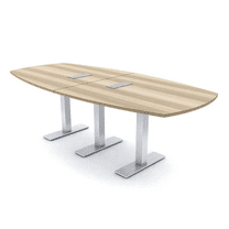 8 Person Arc Boat Conference Table Metal T Bases 8X4 Power And Data