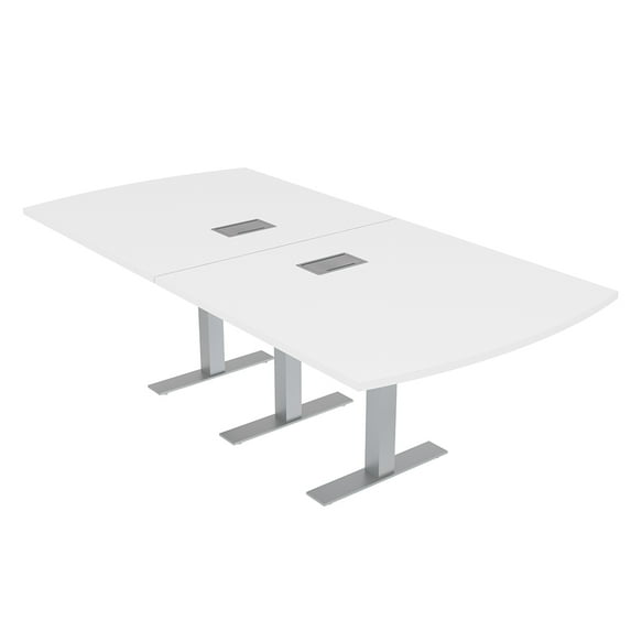 8 Person Arc Rectangle Conference Room Table Metal T Bases w/Electric