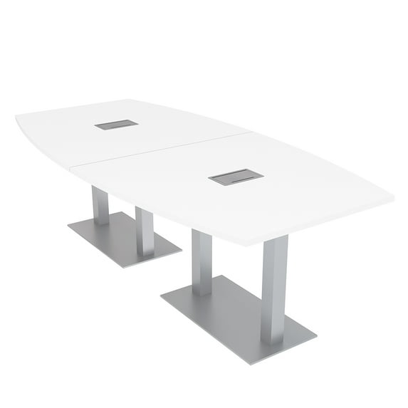 8 Person Boat Conference Table with Metal Bases And Electrical Units