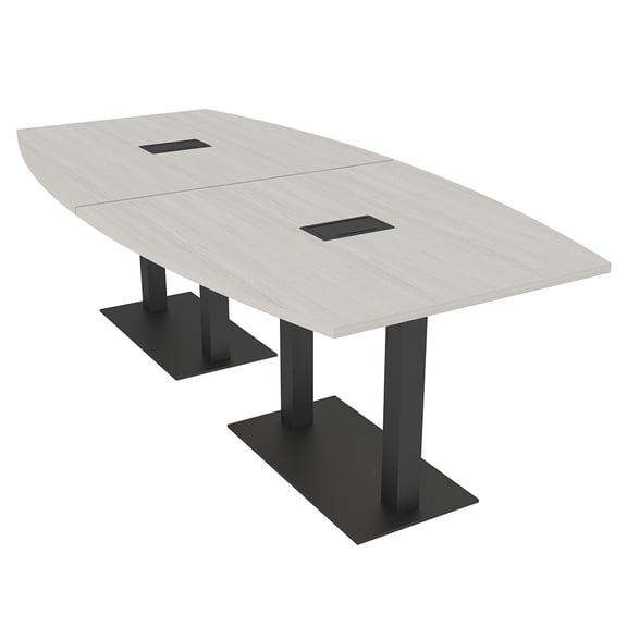 8 Person Boat Conference Table with Metal Bases And Electrical Units