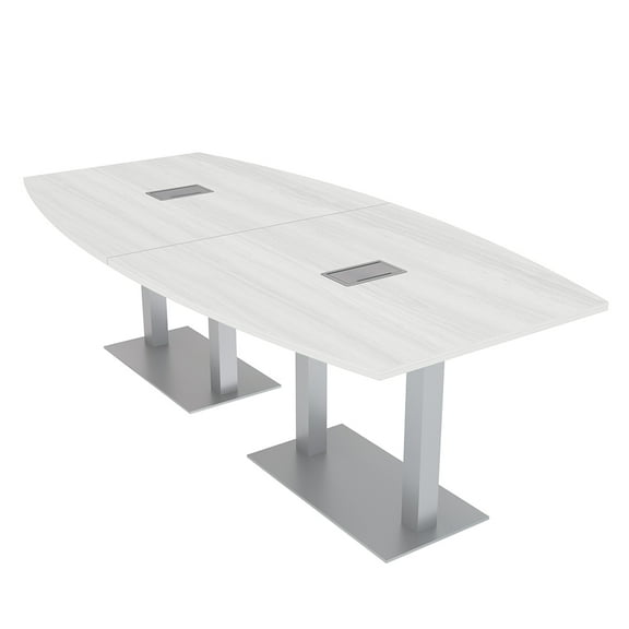 8 Person Boat Conference Table with Metal Bases And Electrical Units