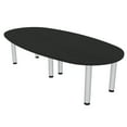 thumbnail image 1 of 8 Person Boat-Oval Conference Table Silver Post Legs Power And Data, 1 of 5