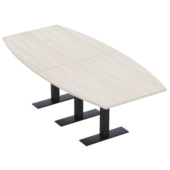 8 Ft Boat Conference Table with Metal T-Bases And Electrical Units