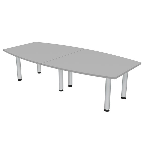 8 Person Boat Shaped Conference Table Silver Post Legs Power And Data