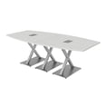 thumbnail image 1 of 8 Person Boat Shaped Conference Table with X Bases And Power Units, 1 of 6