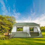 8 Person Camping Tent Setup in 60 Seconds with Rainfly, Instant Cabin Tent  for Family Camping & Hiking, Upgraded Ventilation, Army Green & White