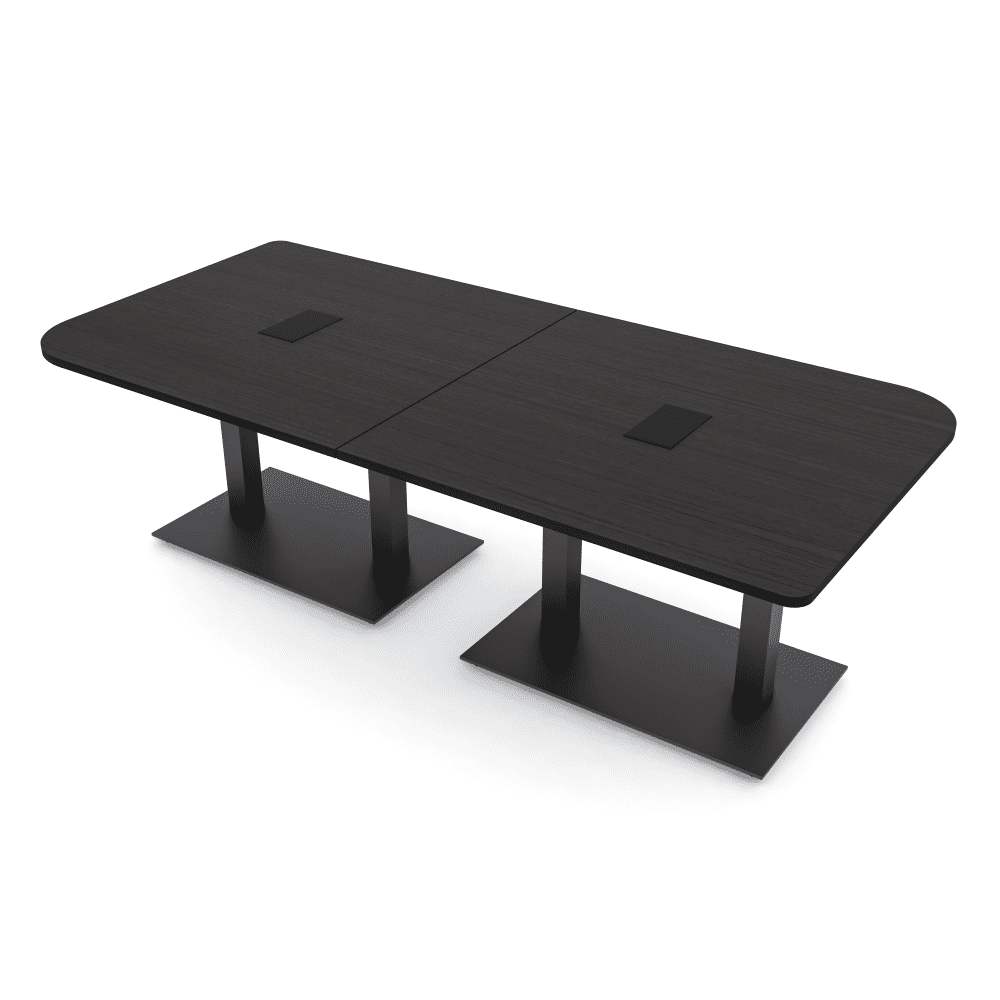 8 Person Duo Shaped Conference Table 8x4 Metal Base Electric Module ...