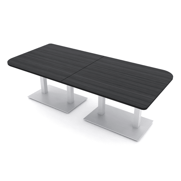 8 Person Duo Shaped Conference Table 8x4 Metal Base Electric Module