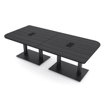 8 Person Duo Shaped Conference Table 8x4 Metal Base Electric Module