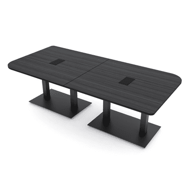 8 Person Duo Shaped Conference Table 8x4 Metal Base Electric Module