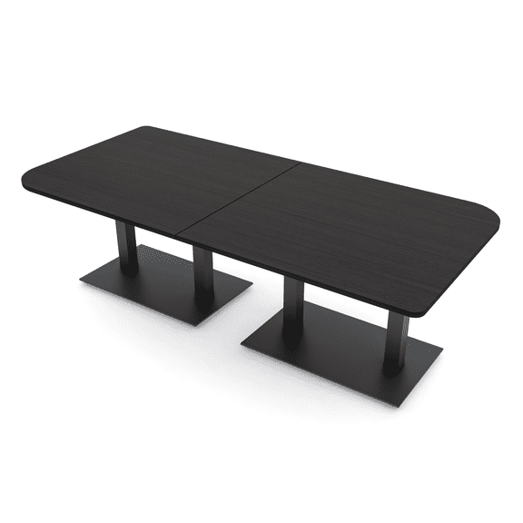 8 Person Duo Shaped Conference Table 8x4 Metal Base Electric Module