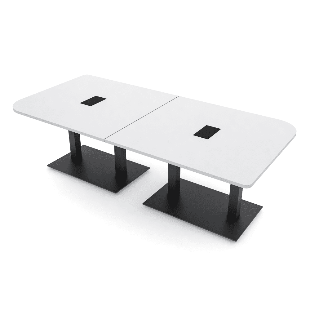 8 Person Duo Shaped Conference Table 8x4 Metal Base Electric Module ...