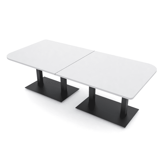 8 Person Duo Shaped Conference Table 8x4 Metal Base Electric Module