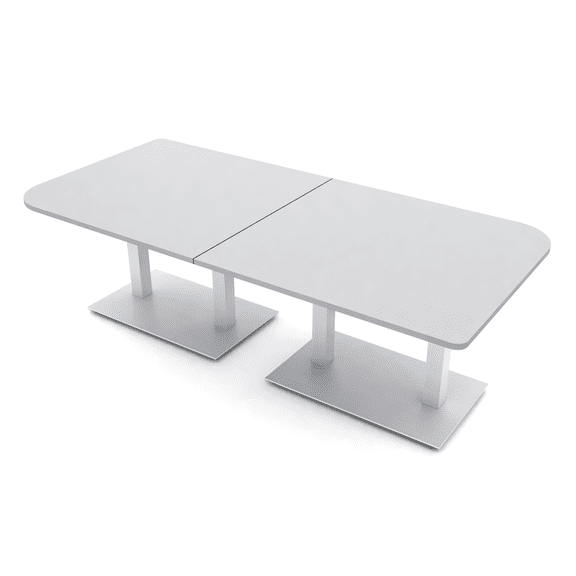 8 Person Duo Shaped Conference Table 8x4 Metal Base Electric Module