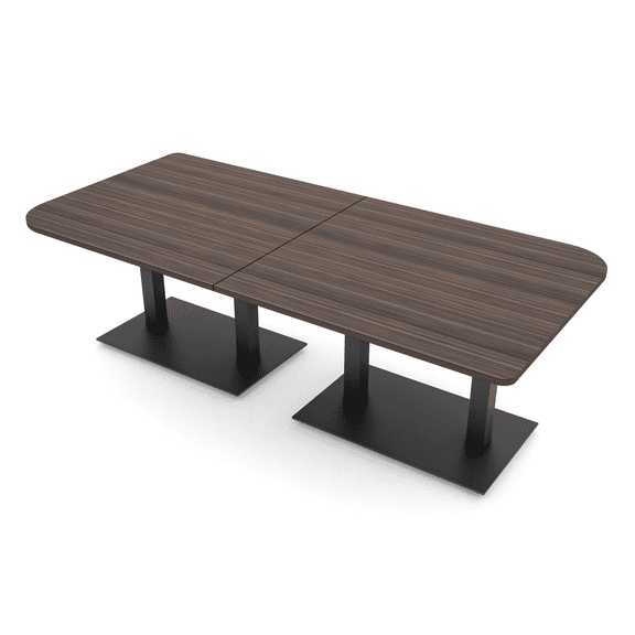 8 Person Duo Shaped Conference Table 8x4 Metal Base Electric Module