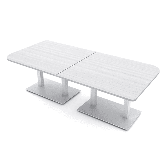 8 Person Duo Shaped Conference Table 8x4 Metal Base Electric Module