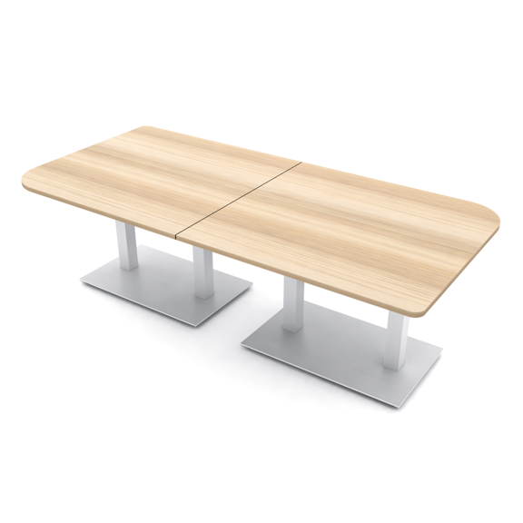 8 Person Duo Shaped Conference Table 8x4 Metal Base Electric Module