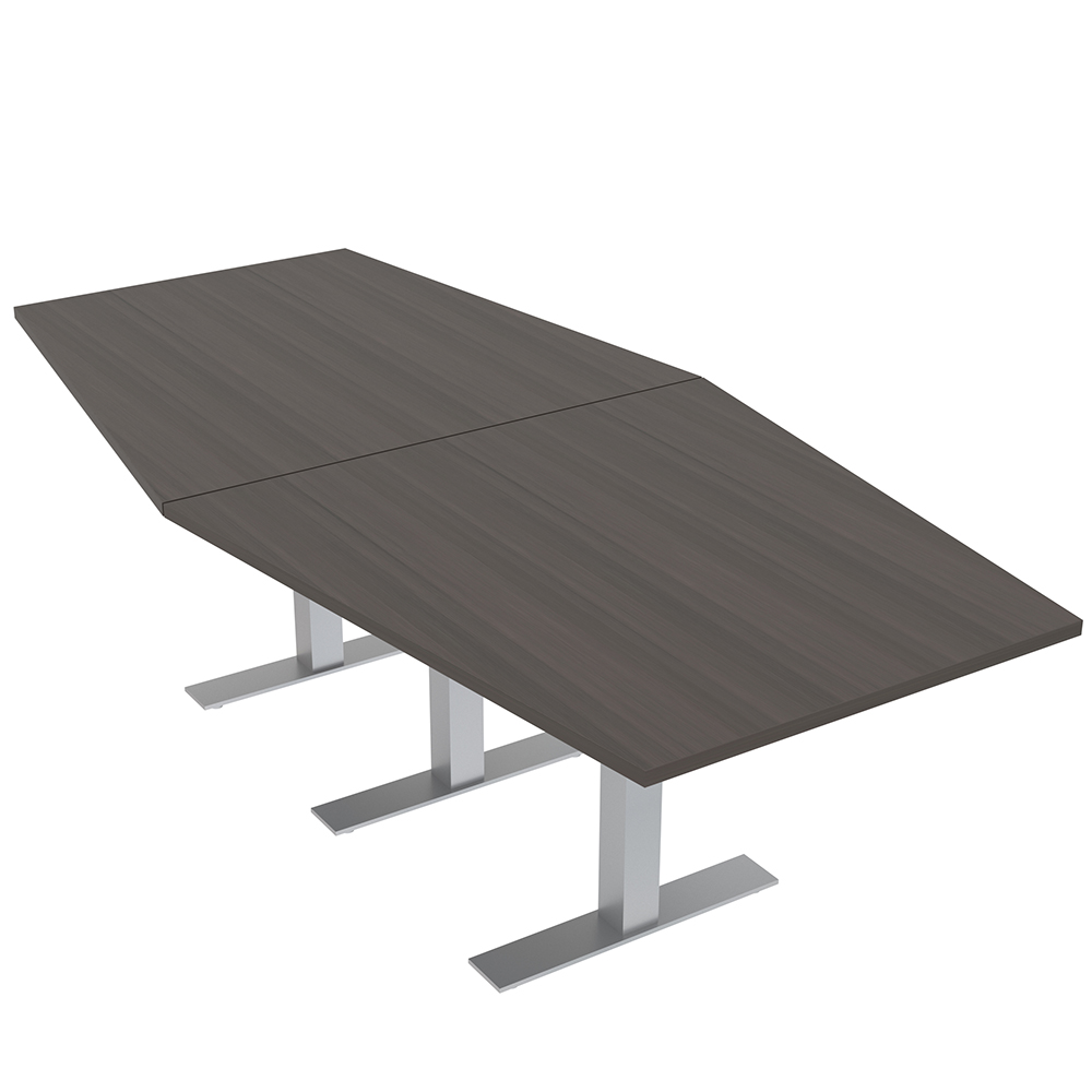 8 Person Hexagon Conference Room Table Metal T Bases Electrical Units ...