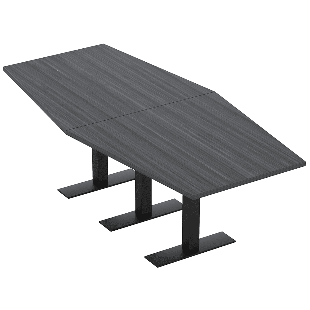 8 Person Hexagon Conference Room Table Metal T Bases Electrical Units ...