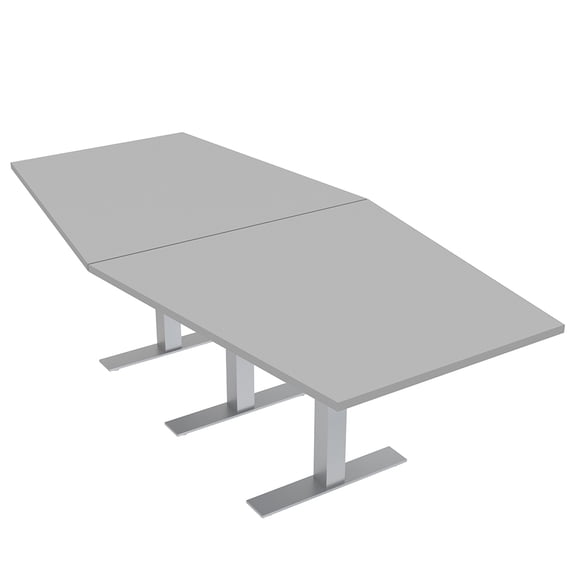8 Person Hexagon Conference Room Table Metal T Bases Electrical Units