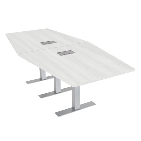 8 Person Hexagon Conference Room Table Metal T Bases Electrical Units