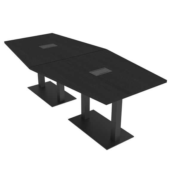 8 Person Hexagon Conference Table With Metal Bases Electrical Modules