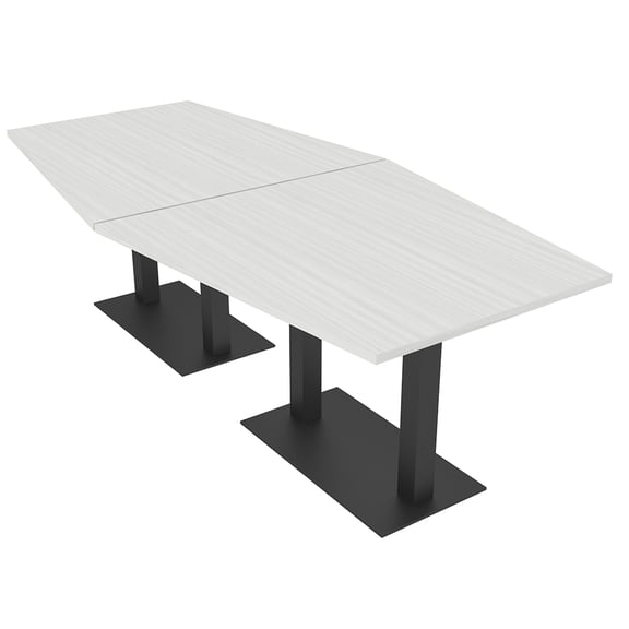 8 Person Hexagon Conference Table With Metal Bases Electrical Modules