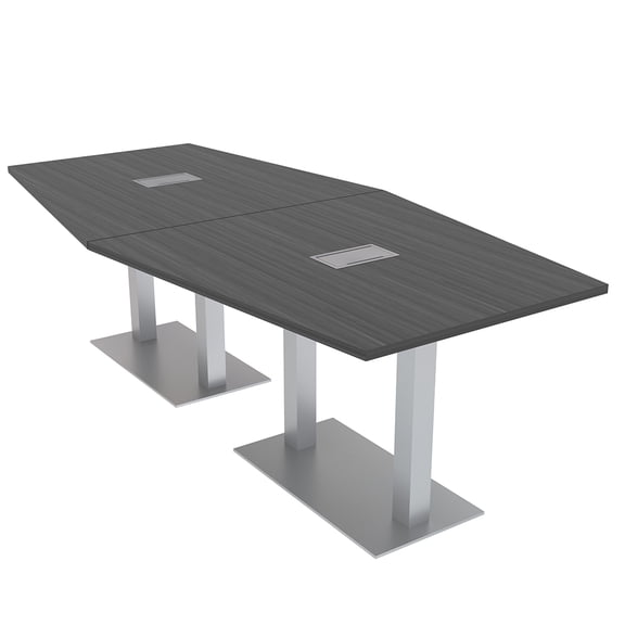 8 Person Hexagon Conference Table With Metal Bases Electrical Modules