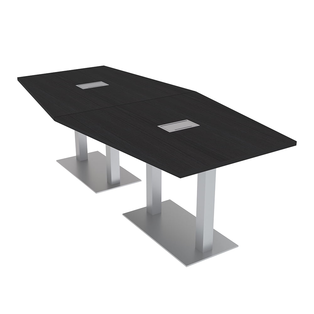 8 Person Hexagon Conference Table With Metal Bases Electrical Modules ...