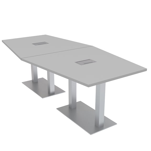 8 Person Hexagon Conference Table With Metal Bases Electrical Modules