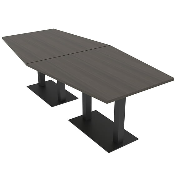 8 Person Hexagon Conference Table With Metal Bases Electrical Modules