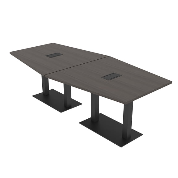 8 Person Hexagon Conference Table With Metal Bases Electrical Modules